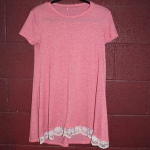 Pink Tunic with Lace bottom Size Small